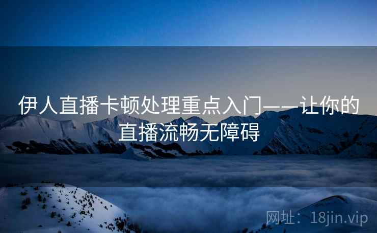 伊人直播卡顿处理重点入门——让你的直播流畅无障碍