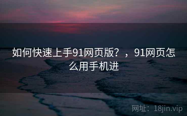 如何快速上手91网页版？，91网页怎么用手机进
